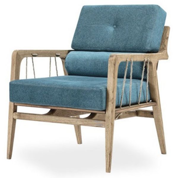 wood lounge chair with cushion