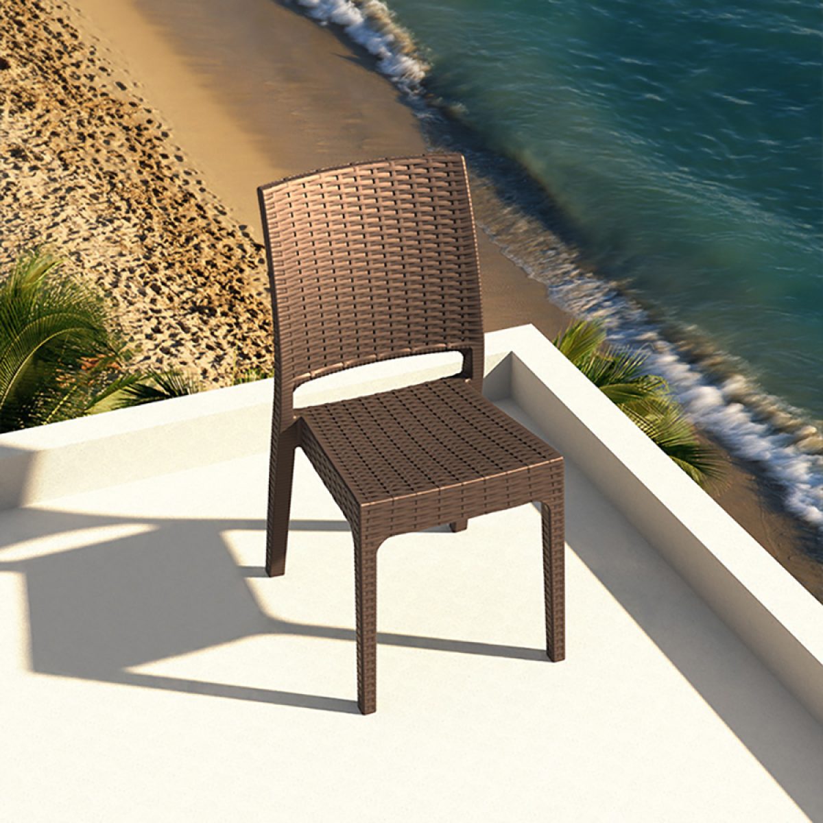 Rattan Effect Plastic Chairs durable stackable and suitable for outdoor use