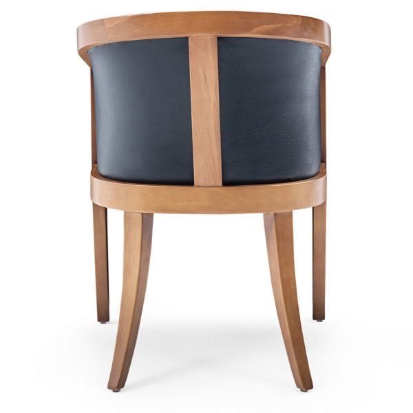 wood barrel back dining chair